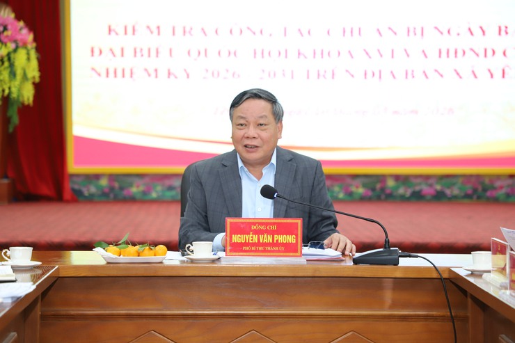 Đoàn công tác số 1 Thành ủy Hà Nội kiểm tra công tác chuẩn bị bầu cử tại xã Yên Xuân- Ảnh 5.