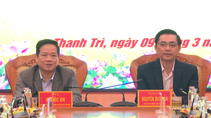 Ban Thường vụ Đảng ủy xã Thanh Trì tiếp đoàn công tác của Khoa Nhà nước và Pháp luật, Trường Đào tạo Cán bộ Lê Hồng Phong (Hà Nội)- Ảnh 1.