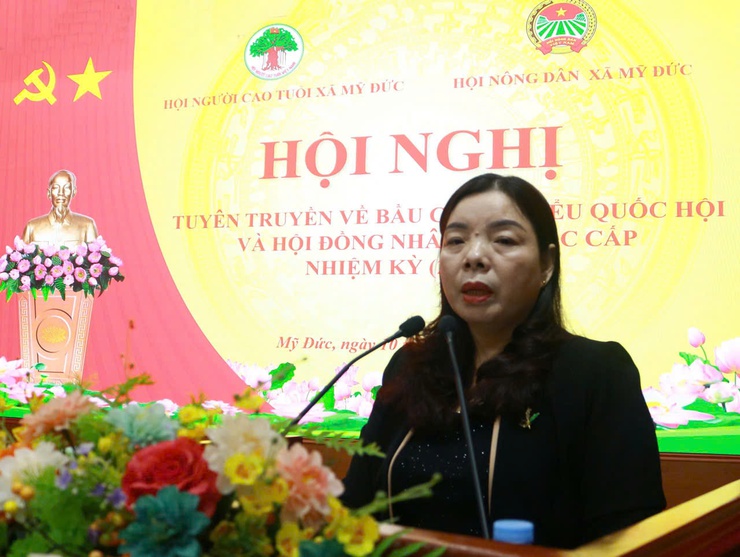 Hội Nông dân và Hội Người cao tuổi xã đẩy manh tuyên truyền về bầu cử- Ảnh 2.