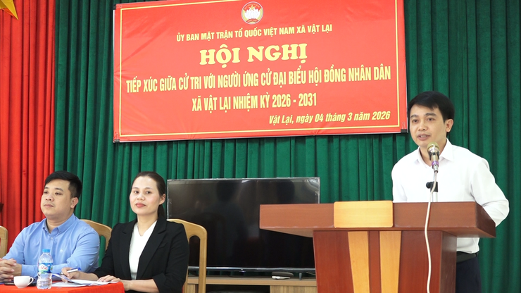 Hội nghị tiếp xúc cử tri để những người ứng cử đại biểu HĐND xã Vật Lại, khóa XXI nhiệm kỳ 2026 - 2031, tại đơn vị Bầu cử số 04 thực hiện quyền vận động bầu cử- Ảnh 3.