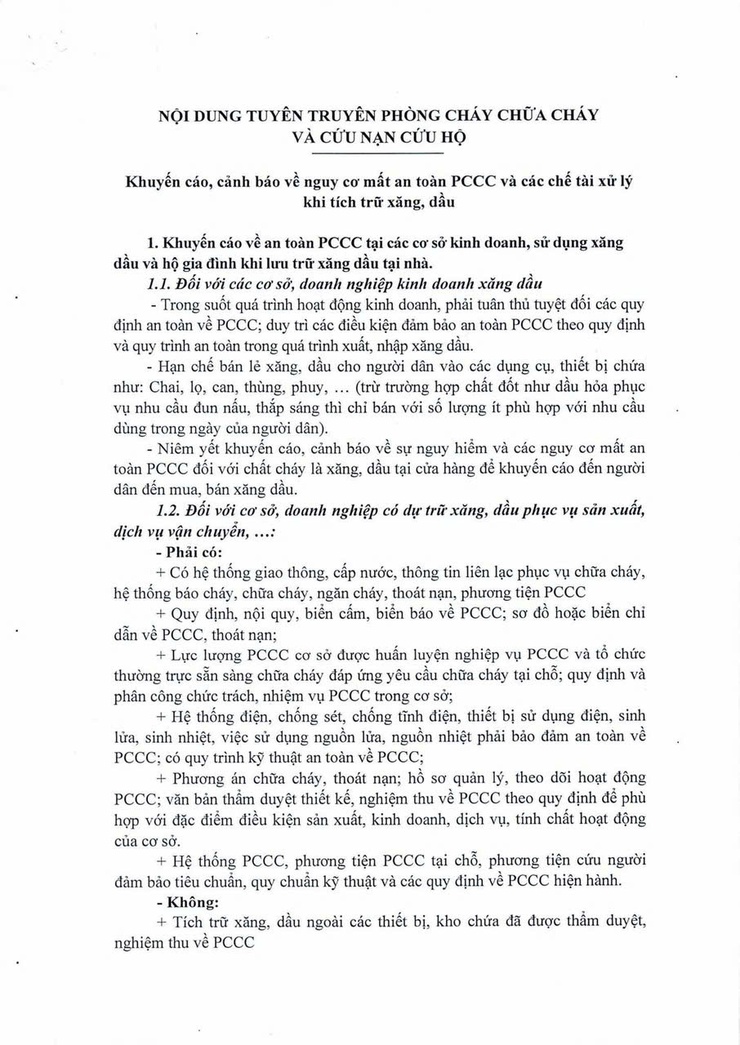 🚒 TUYÊN TRUYỀN PHÒNG CHÁY, CHỮA CHÁY – KHÔNG TÍCH TRỮ XĂNG DẦU TRONG NHÀ 🔥- Ảnh 1.