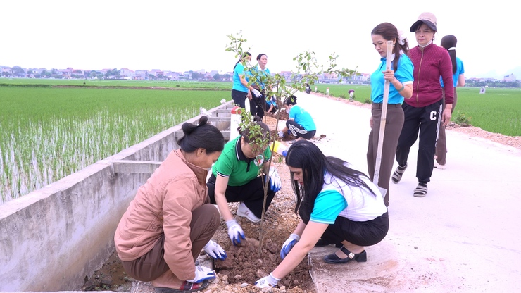 Hội LHPN xã Vân Đình ra quân trồng 350 cây xanh trên tuyến đường Man Xi- Ảnh 4.