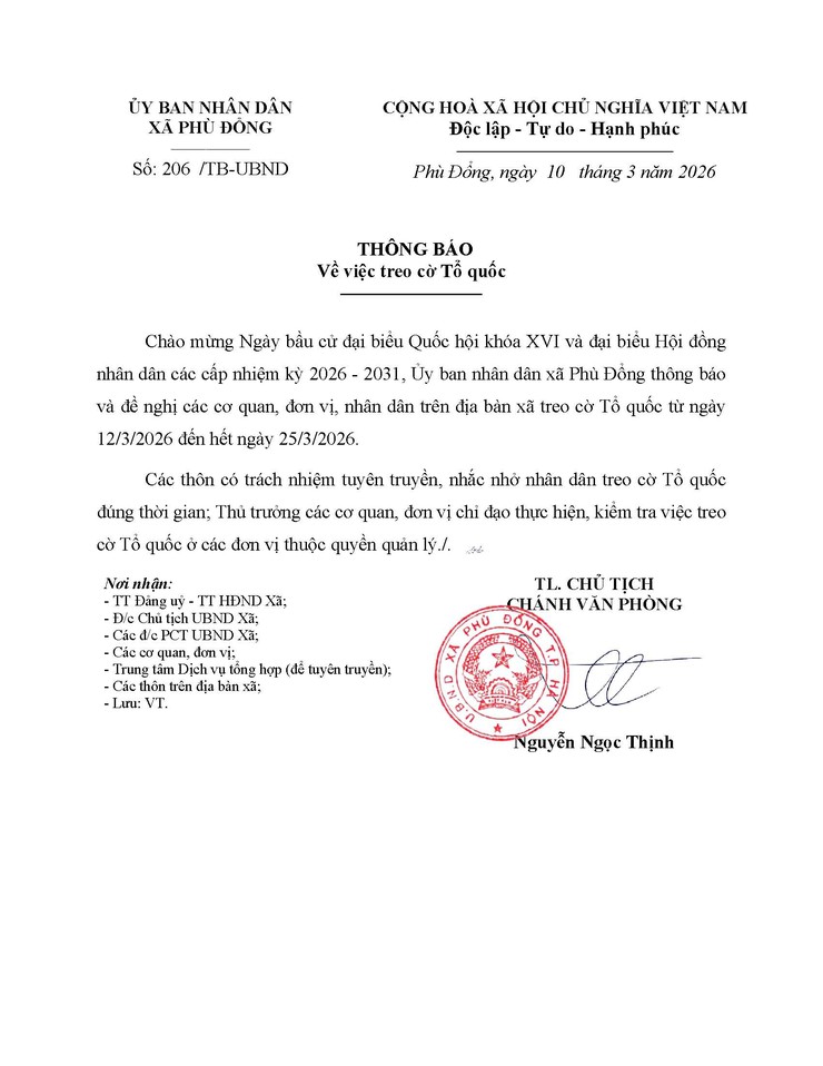 Thông báo về việc treo cờ Tổ quốc- Ảnh 1.