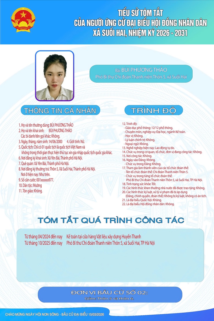 TIỂU SỬ TÓM TẮT CỦA NGƯỜI ỨNG CỬ ĐẠI BIỂU HỘI ĐỒNG NHÂN DÂN XÃ SUỐI HAI NHIỆM KỲ 2026-2031, ĐƠN VỊ BẦU CỬ SỐ 2- Ảnh 5.