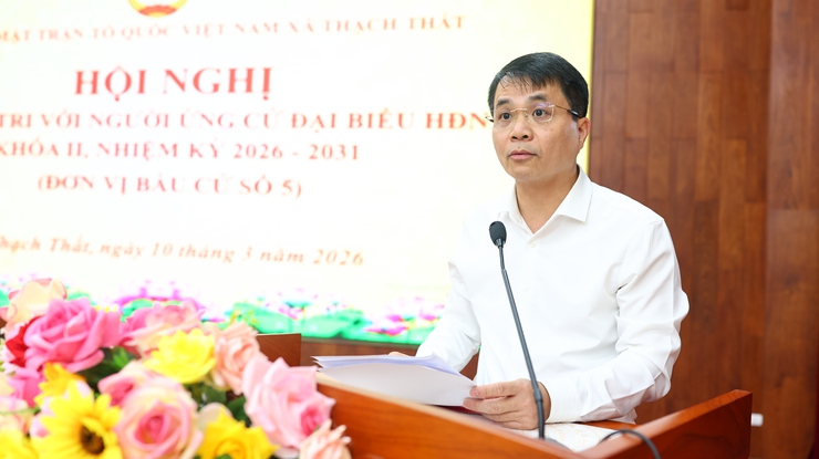 THẠCH THẤT: HỘI NGHỊ TIẾP XÚC CỬ TRI VẬN ĐỘNG BẦU CỬ TẠI ĐƠN VỊ BẦU CỬ SỐ 5 - Ảnh 1.