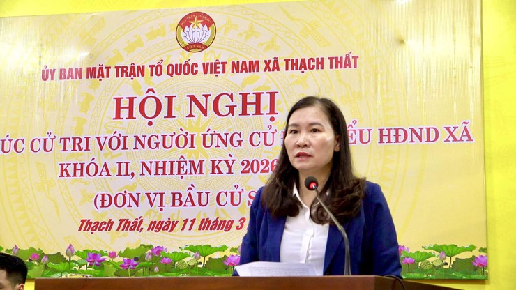 THẠCH THẤT TỔ CHỨC HỘI NGHỊ TIẾP XÚC CỬ TRI VẬN ĐỘNG BẦU CỬ TẠI ĐƠN VỊ BẦU CỬ SỐ 6- Ảnh 1.