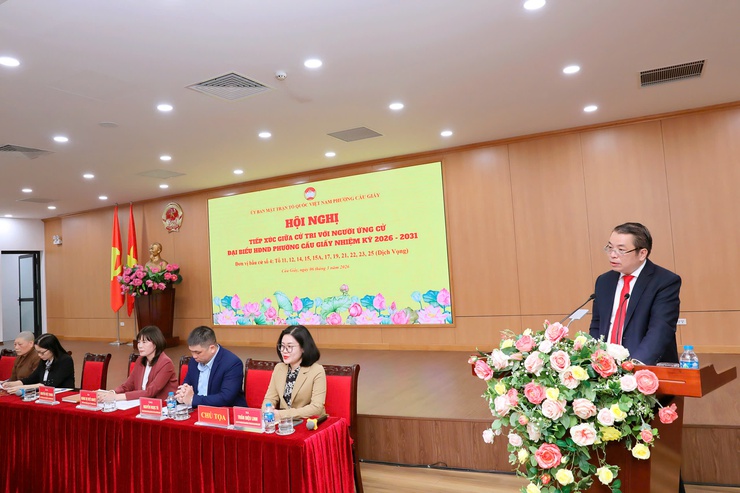 Ủy ban MTTQ Việt Nam phường Cầu Giấy tổ chức Hội nghị tiếp xúc cử tri với người ứng cử đại biểu HĐND phường nhiệm kỳ 2026–2031 tại đơn vị bầu cử số 4- Ảnh 1.