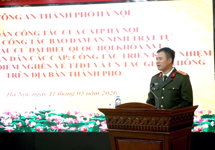 Đoàn công tác Công an thành phố Hà Nội kiểm tra công tác ANTT phục vụ bầu cử- Ảnh 2.