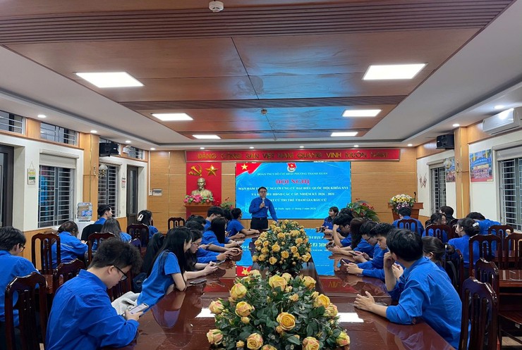 Tuổi trẻ Thanh Xuân tổ chức hội nghị mạn đàm tiểu sử người ứng cử đại biểu Quốc hội khóa XVI, HĐND các cấp và gặp mặt cử tri trẻ lần đầu tham gia bỏ phiếu- Ảnh 1.