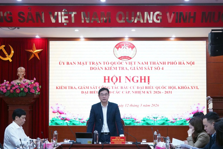 Đoàn kiểm tra, giám sát số 04 của Ủy ban MTTQ thành phố Hà Nội kiểm tra công tác bầu cử tại phường Chương Mỹ- Ảnh 1.