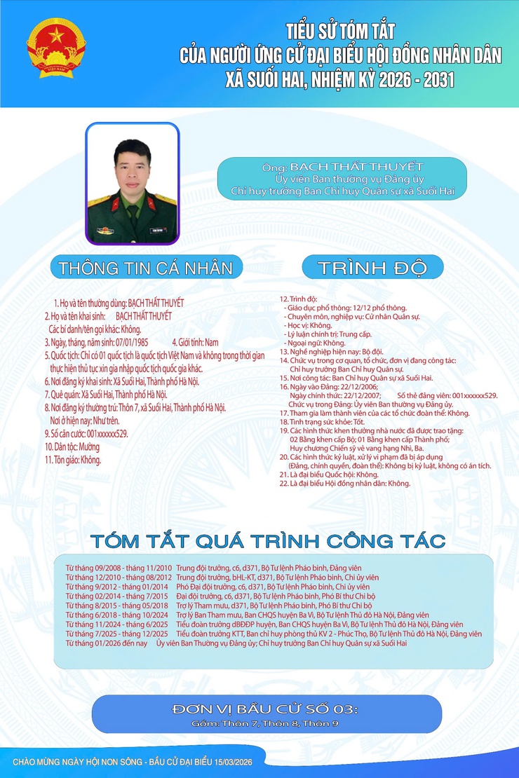 TIỂU SỬ TÓM TẮT CỦA NGƯỜI ỨNG CỬ ĐẠI BIỂU HỘI ĐỒNG NHÂN DÂN XÃ SUỐI HAI NHIỆM KỲ 2026-2031, ĐƠN VỊ BẦU CỬ SỐ 03- Ảnh 6.