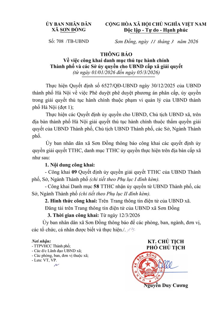 Công khai danh mục thủ tục hành chính Thành phố và các Sở ủy quyền cho UBND xã (từ ngày 01/01/2026 đến ngày 05/3/2026)- Ảnh 1.