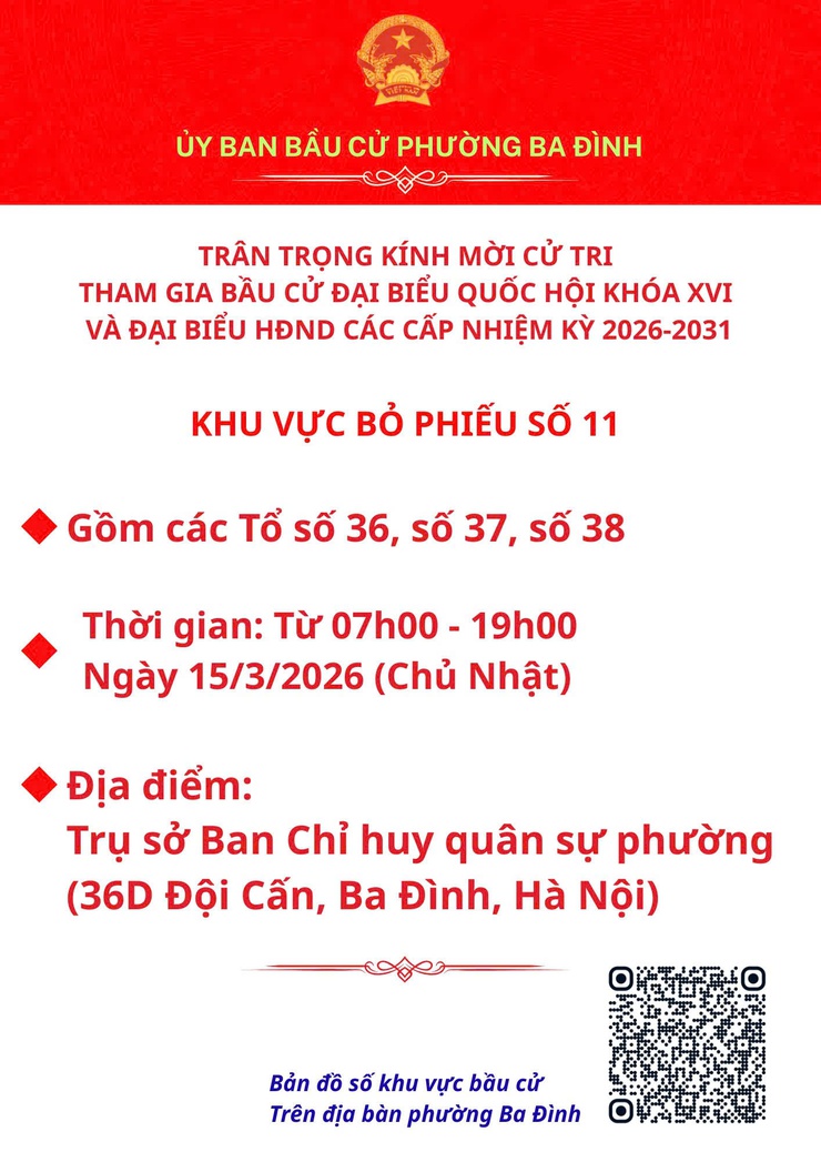 Phường Ba Đình thông báo các khu vực bỏ phiếu phục vụ bầu cử đại biểu Quốc hội khóa XVI và đại biểu HĐND các cấp- Ảnh 11.