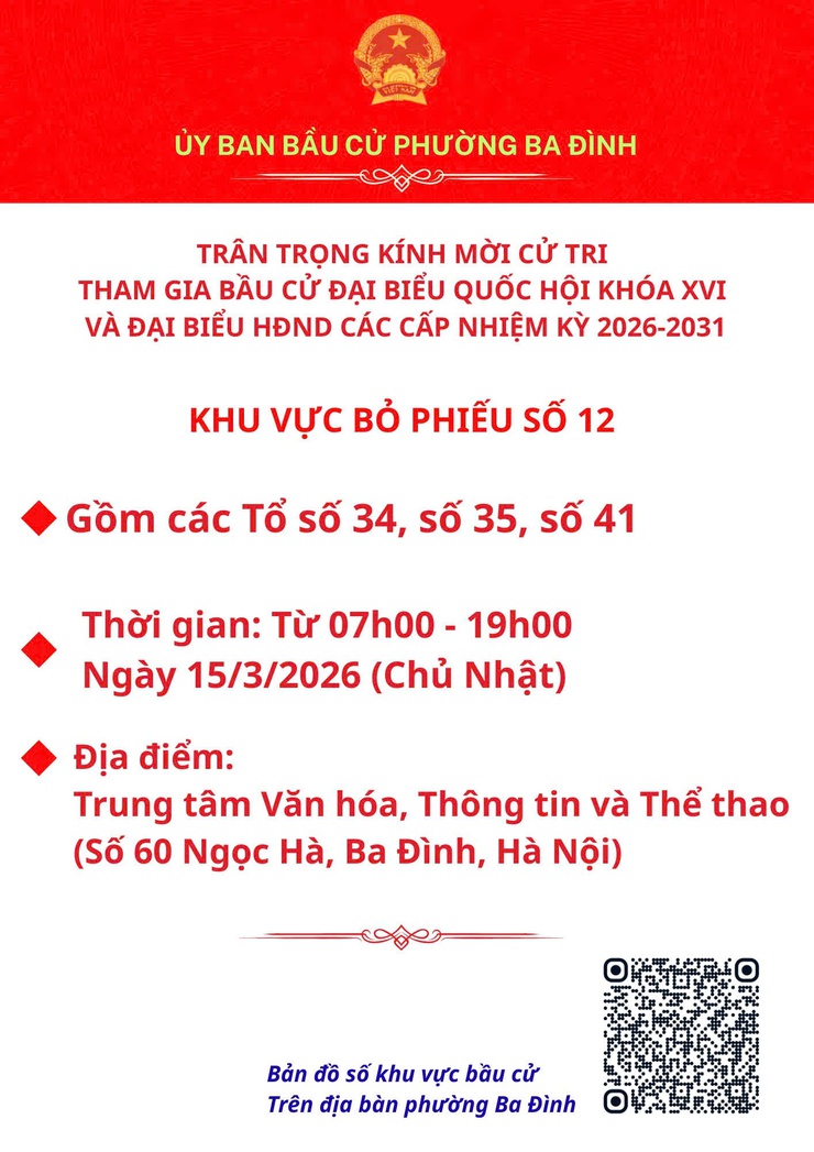 Phường Ba Đình thông báo các khu vực bỏ phiếu phục vụ bầu cử đại biểu Quốc hội khóa XVI và đại biểu HĐND các cấp- Ảnh 12.
