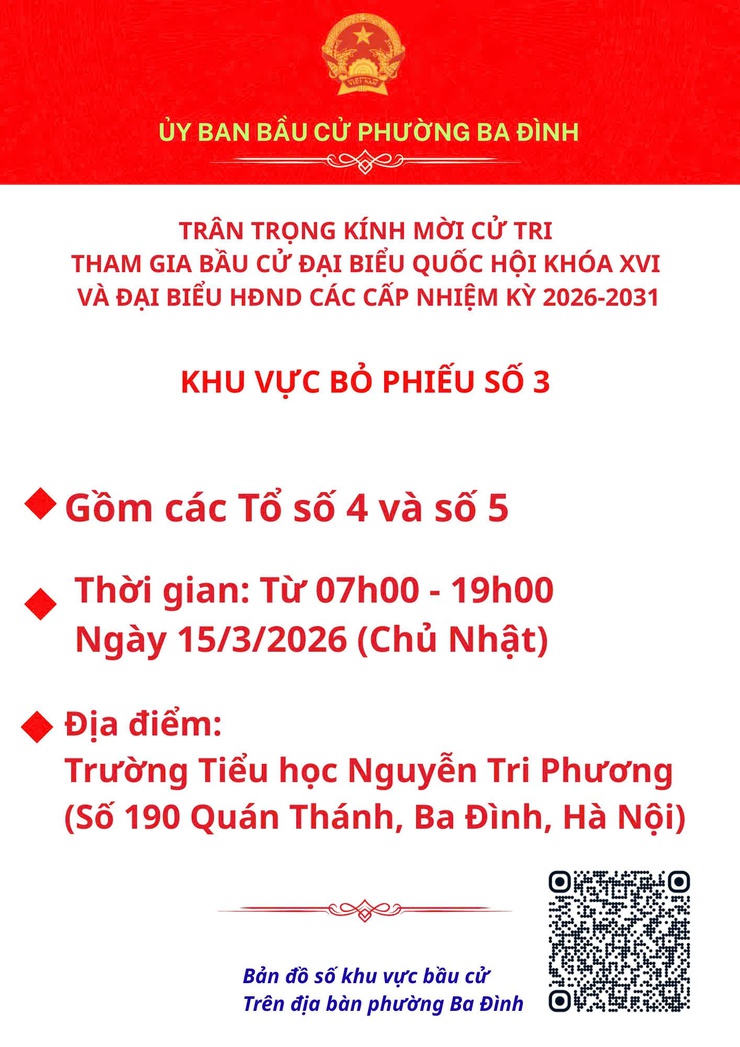 Phường Ba Đình thông báo các khu vực bỏ phiếu phục vụ bầu cử đại biểu Quốc hội khóa XVI và đại biểu HĐND các cấp- Ảnh 3.