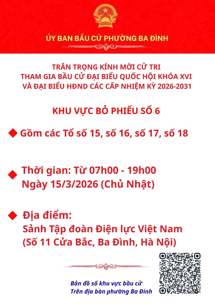 Phường Ba Đình thông báo các khu vực bỏ phiếu phục vụ bầu cử đại biểu Quốc hội khóa XVI và đại biểu HĐND các cấp- Ảnh 6.