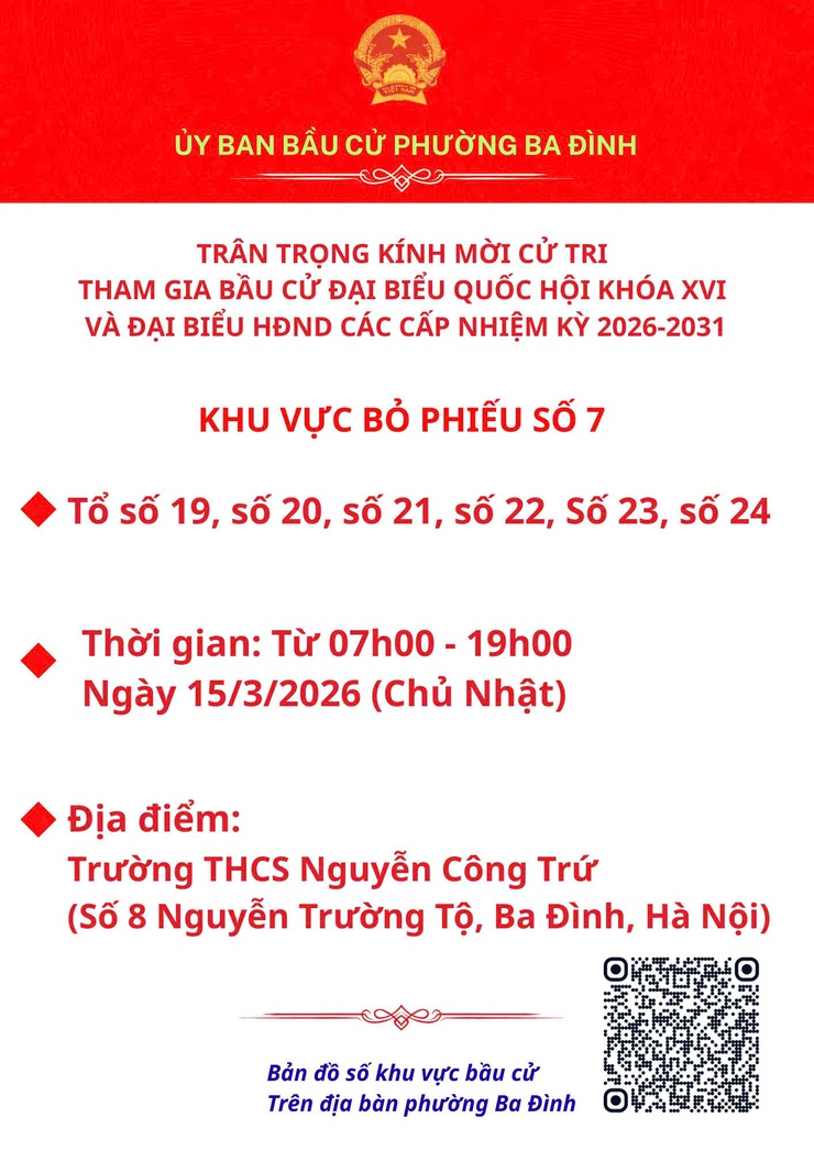 Phường Ba Đình thông báo các khu vực bỏ phiếu phục vụ bầu cử đại biểu Quốc hội khóa XVI và đại biểu HĐND các cấp- Ảnh 7.