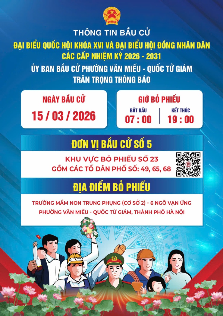 UBND phường Văn Miếu - Quốc Tử Giám thông báo chi tiết đến Nhân dân trên địa bàn các thông tin về Đơn vị bầu cử số 5.- Ảnh 1.