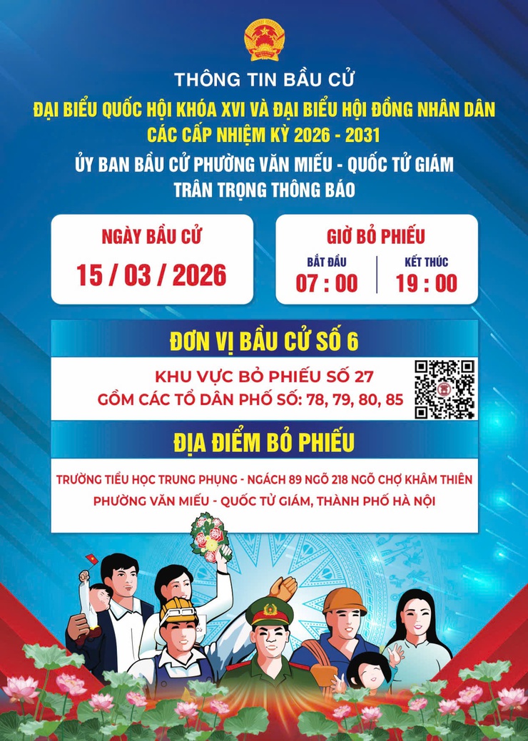 UBND phường Văn Miếu - Quốc Tử Giám thông báo chi tiết đến Nhân dân trên địa bàn các thông tin về Đơn vị bầu cử số 6- Ảnh 1.