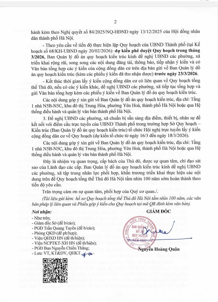 Công văn lấy ý kiến UBND cấp xã và cộng đồng dân cư có liên quan đối với quy hoạch tổng thể Thủ đô Hà Nội tầm nhìn 100 năm- Ảnh 2.
