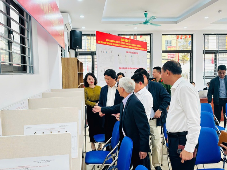 Kiểm tra công tác tuyên truyền, cổ động trực quan phục vụ bầu cử tại phường Định Công- Ảnh 5.