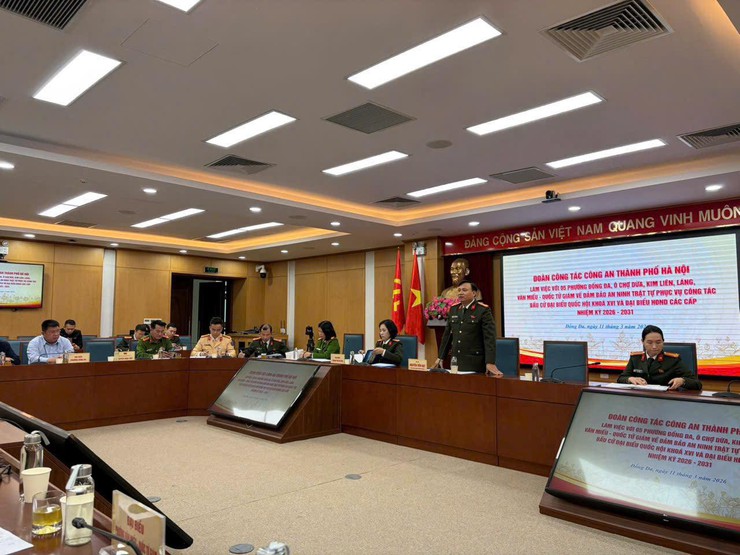 Đoàn công tác của Công an Thành phố Hà Nội kiểm tra, làm việc với các đơn vị về công tác bảo đảm an ninh, trật tự phục vụ bầu cử- Ảnh 3.