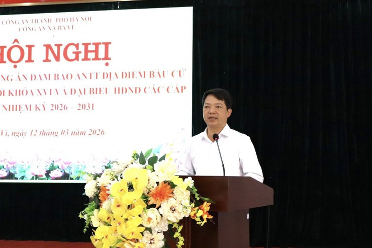 HỘI NGHỊ TRIỂN KHAI PHƯƠNG ÁN ĐẢM BẢO ANTT TẠI CÁC ĐỊA ĐIỂM BẦU CỬ TRÊN ĐỊA BÀN XÃ BA VÌ- Ảnh 1.