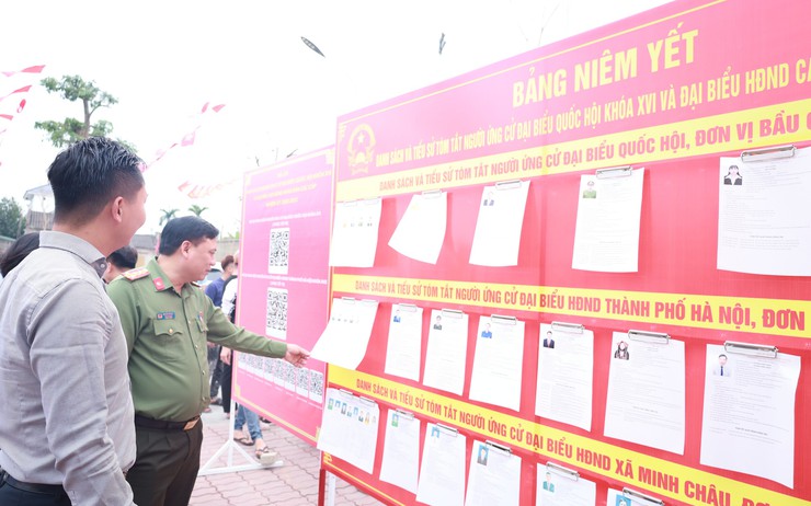 Đoàn công tác Công an TP Hà Nội kiểm tra công tác bảo đảm an ninh trật tự phục vụ bầu cử tại xã Minh Châu- Ảnh 1.