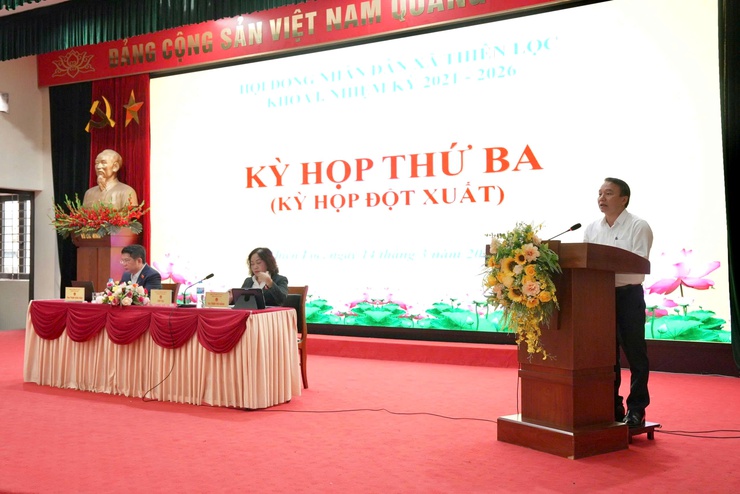 Hội đồng nhân dân xã Thiên Lộc khóa I, nhiệm kỳ 2021 - 2026 tổ chức kỳ họp thứ Ba (kỳ họp đột xuất)- Ảnh 7.