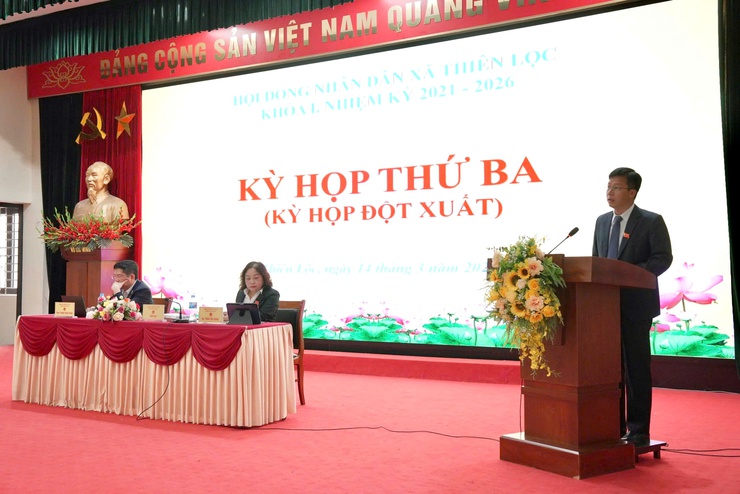 Hội đồng nhân dân xã Thiên Lộc khóa I, nhiệm kỳ 2021 - 2026 tổ chức kỳ họp thứ Ba (kỳ họp đột xuất)- Ảnh 8.