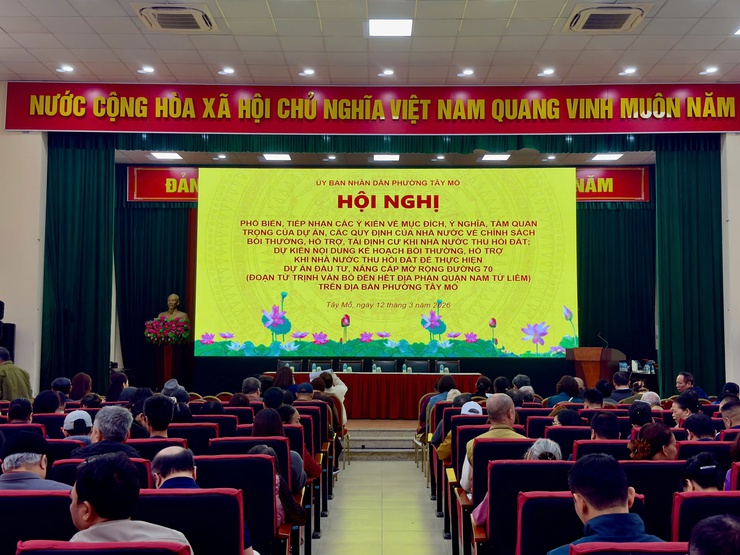 Phường Tây Mỗ tổ chức Hội nghị công khai chính sách, lắng nghe ý kiến Nhân dân về dự án đầu tư, nâng cấp mở rộng đường 70 (đoạn từ đường Trịnh Văn Bô đến hết địa phận quận Nam Từ Liêm)- Ảnh 1.