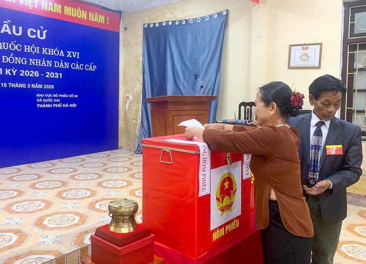 Đồng chí Phó Chủ tịch UBND xã Quốc Oai dự khai mạc tại khu vực bầu cử số 8 thôn Sài Khê- Ảnh 7.