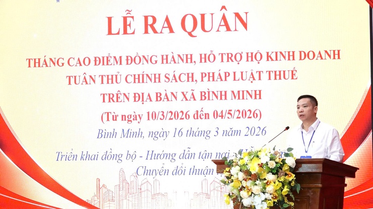 Lễ ra quân tháng cao điểm đồng hành, hỗ trợ hộ kinh doanh tuân thủ chính sách, pháp luật thuế trên địa bàn xã Bình Minh- Ảnh 2.