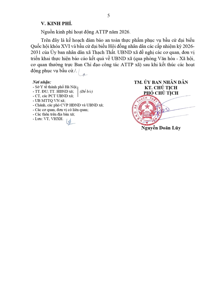 Kế hoạch đảm bảo an toàn thực phẩm phục vụ bầu cử đại biểu Quốc hội và đại biểu Hội đồng nhân dân các cấp nhiệm kỳ 2026 - 2031 trên địa bàn xã Thạch Thất- Ảnh 6.