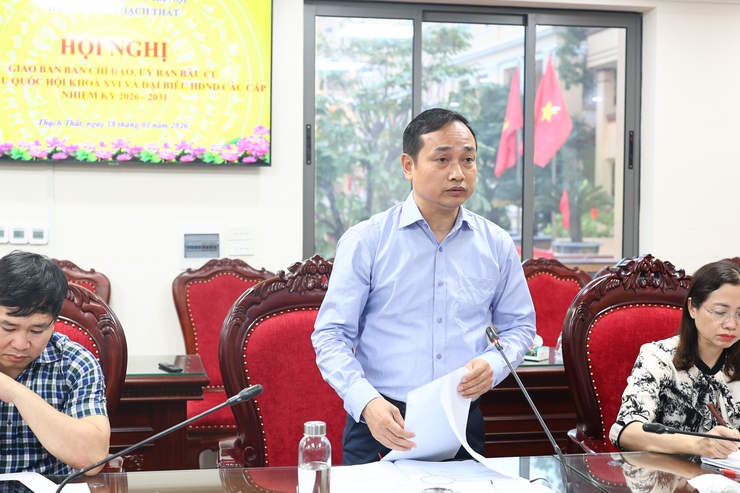 Uỷ ban Bầu cử xã Thạch Thất: Hội nghị giao ban chỉ đạo, đánh giá kết quả sơ bộ cuộc bầu cử đại biểu Quốc hội khóa XVI và đại biểu HĐND các cấp nhiệm kỳ 2026 - 2031- Ảnh 4.