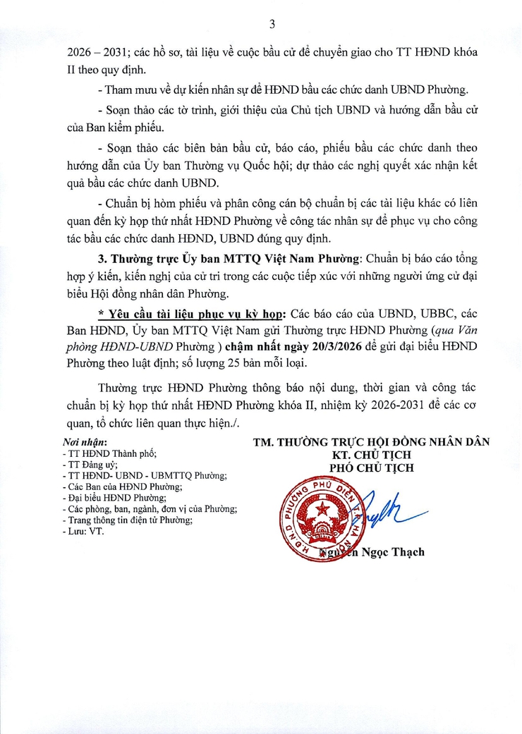 THÔNG BÁO NỘI DUNG, THỜI GIAN VÀ CÔNG TÁC CHUẨN BỊ TỔ CHỨC KỲ HỌP THỨ NHẤT HĐND PHƯỜNG KHÓA II, NHIỆM KỲ 2026-2031- Ảnh 3.