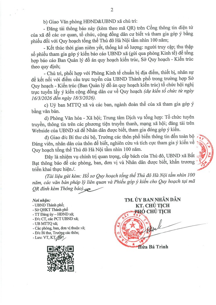 UBND xã Bất Bạt Về việc niêm yết công khai, lấy ý kiến cơ quan, tổ chức và cộng đồng dân cư đối với Quy hoạch tổng thể Thủ đô Hà Nội tầm nhìn 100 năm- Ảnh 2.