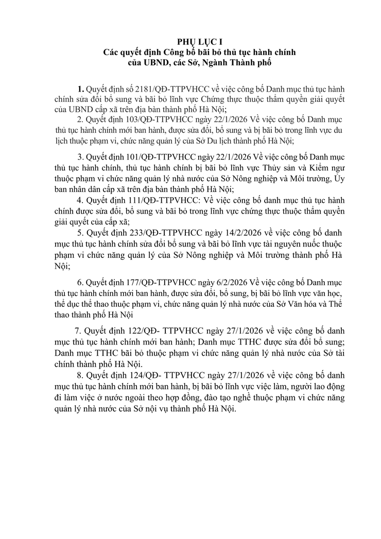 Thông báo về việc công khai danh mục thủ tục hành chính bãi bỏ- Ảnh 2.