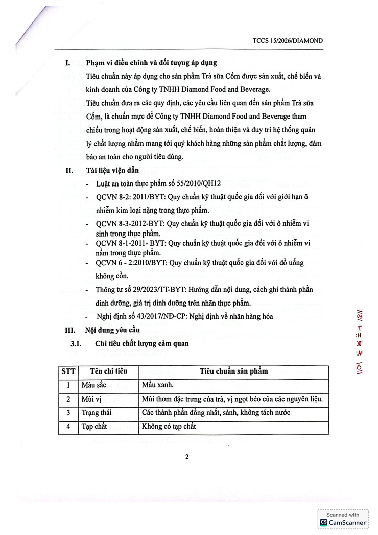 Bản tự công bố sản phẩm Trà sữa cốm- Ảnh 3.