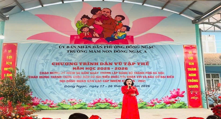 Tưng bừng, sôi nổi chương trình Dân vũ tập thể của Trường Mầm non Đông Ngạc A- Ảnh 1.