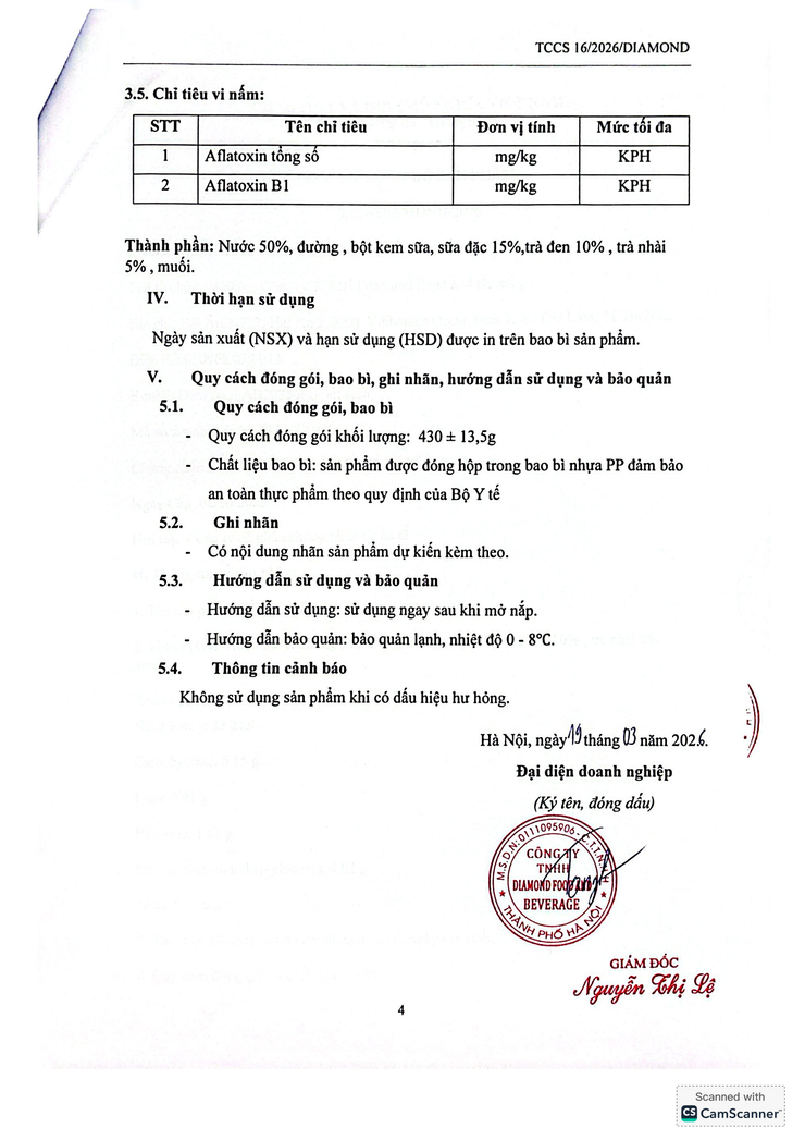 Bản tự công bố sản phẩm Hồng trà sữa - Ảnh 5.