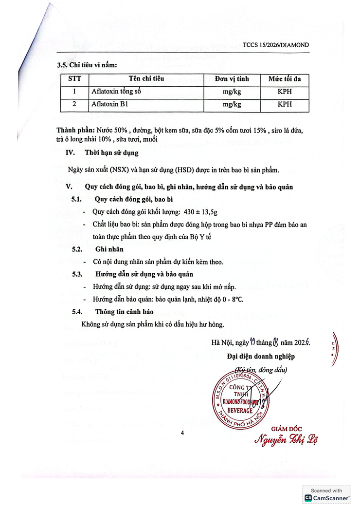 Bản tự công bố sản phẩm Trà sữa cốm- Ảnh 5.