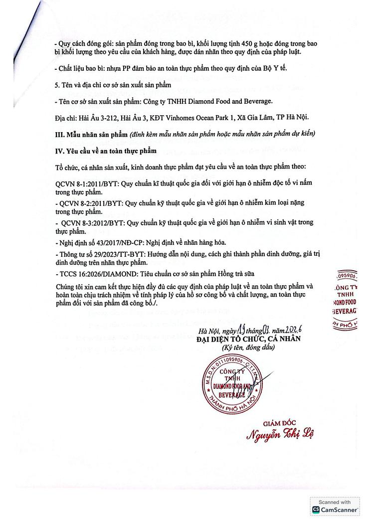 Bản tự công bố sản phẩm Hồng trà sữa - Ảnh 7.