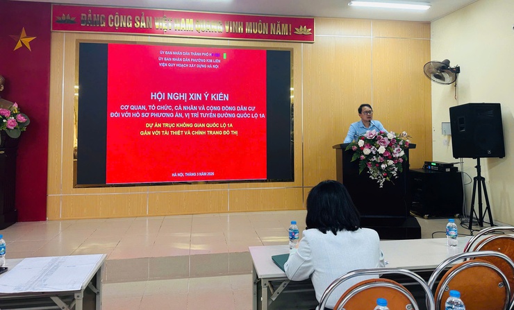 Phường Kim Liên tổ chức Hội nghị lấy ý kiến phương án tuyến dự án trục không gian Quốc lộ 1A- Ảnh 3.