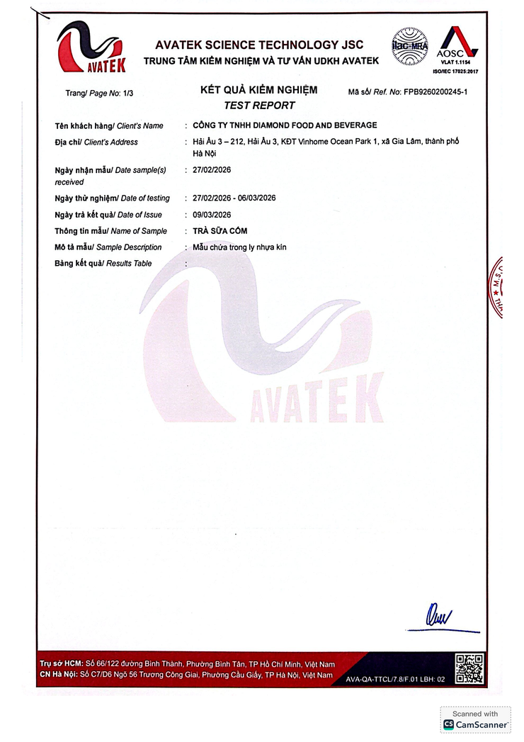 Bản tự công bố sản phẩm Trà sữa cốm- Ảnh 9.