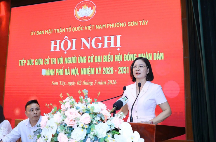 Phường Tùng Thiện tham dự hội nghị tiếp xúc cử tri với người ứng cử đại biểu HĐND thành phố Hà Nội, đơn vị bầu cử số 14- Ảnh 4.