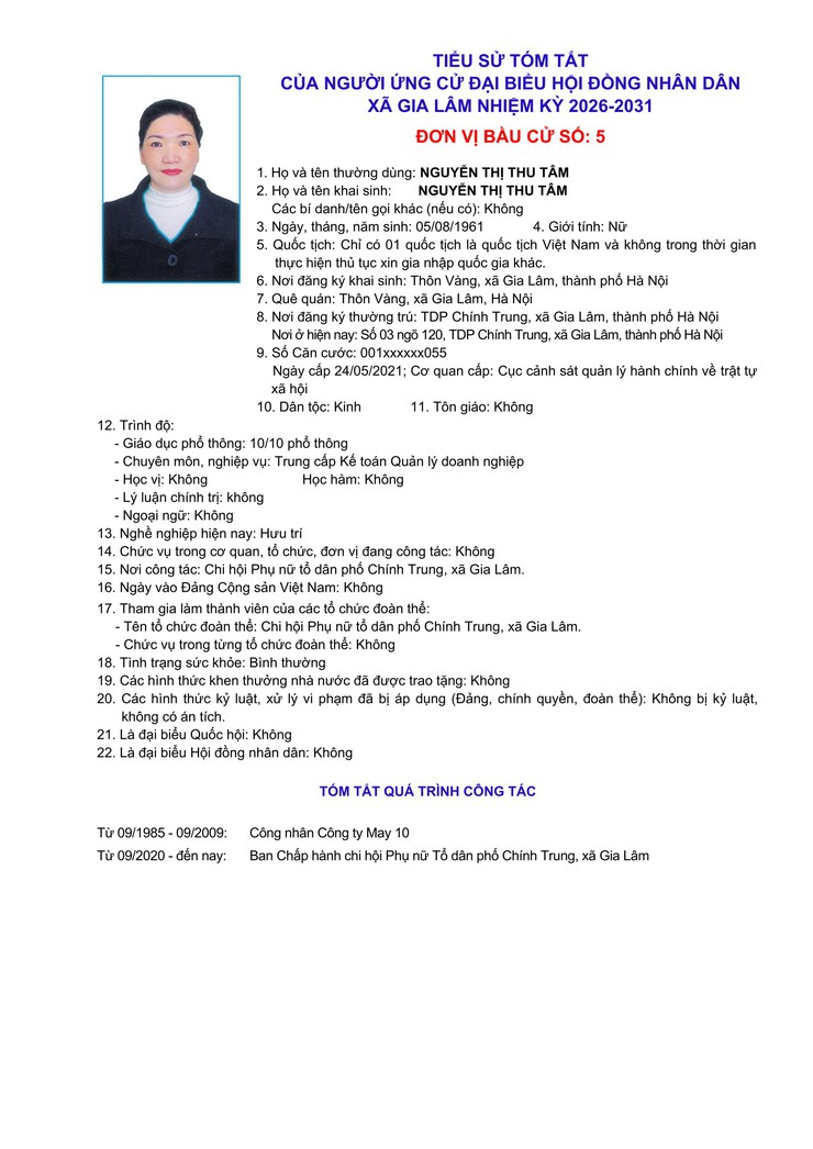 Tiểu sử những người ứng cử đại biểu HĐND xã Gia Lâm, nhiệm kỳ 2026-2031, đơn vị bầu cử số 5- Ảnh 7.