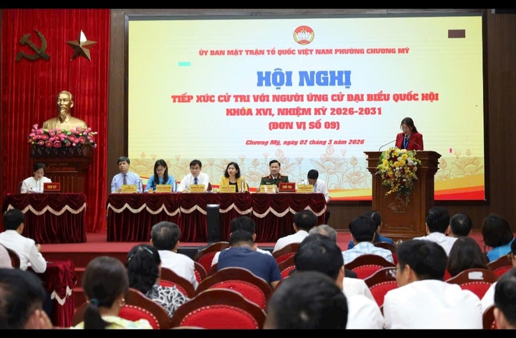 Ứng cử viên đại biểu Quốc hội tiếp xúc cử tri đơn vị bầu cử số 9 – Điểm cầu xã Hòa Lạc cử tri tham gia nghiêm túc, trách nhiệm- Ảnh 1.