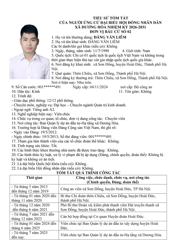 DANH SÁCH CHÍNH THỨC NHỮNG NGƯỜI ỨNG CỬ ĐẠI BIỂU HĐND XÃ DƯƠNG HOÀ KHOÁ II NHIỆM KỲ 2026-2031- Ảnh 8.