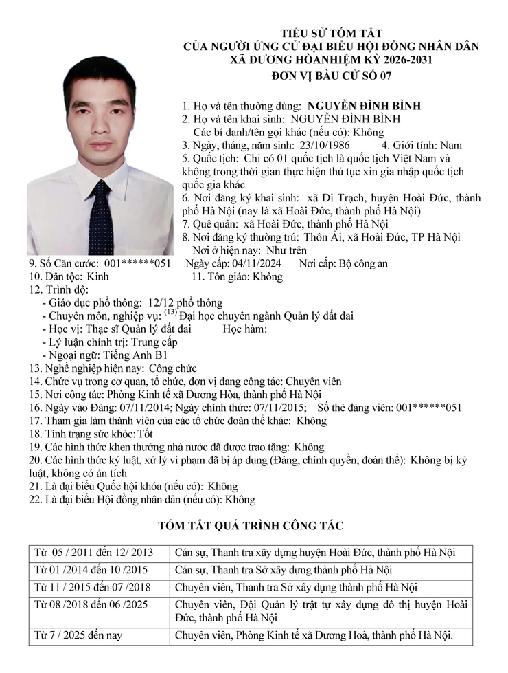 DANH SÁCH CHÍNH THỨC NHỮNG NGƯỜI ỨNG CỬ ĐẠI BIỂU HĐND XÃ DƯƠNG HOÀ KHOÁ II NHIỆM KỲ 2026-2031- Ảnh 38.